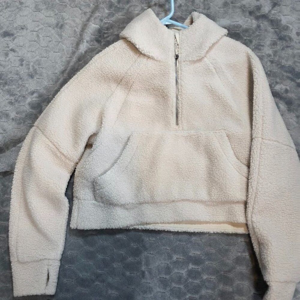Lululemon Scuba Oversized Half Zip Sherpa Fleece Hoodie White Opal Sweatshirt